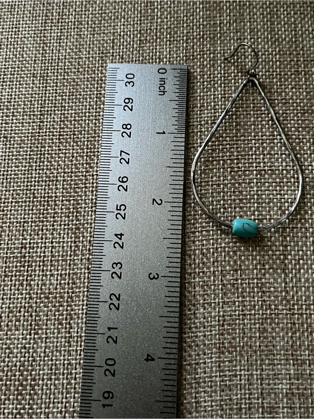 Lucky Brand Silver Teardrop Earrings with Turquoise Beads - Picture 3 of 4